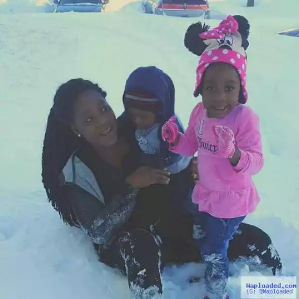 Photo: Mercy Johnson And Her Kids Play In The Snow
